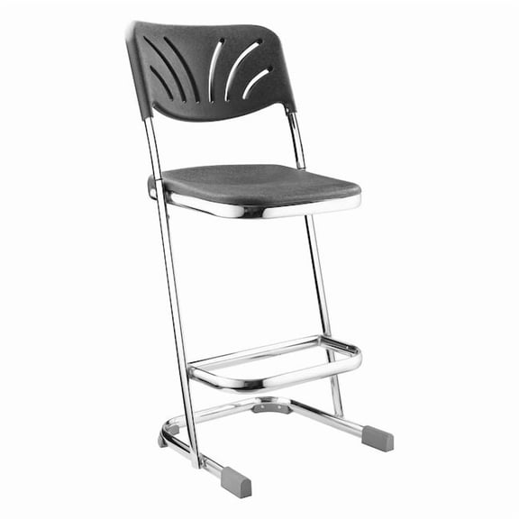 NPS 6600 Series 24" Modern Plastic Elephant Z-Stool with Backrest in Black