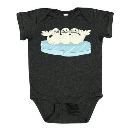 

Inktastic 3 Cute White Harp Seals on Ice Gift Baby Boy or Baby Girl Bodysuit