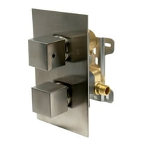 ALFI brand AB2601-BN Brushed Nickel Square Knob 1 Way Thermostatic Shower Mixer