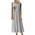 thumbnail image 1 of Robes Maxi pour Femmes 2023 Été Décontracté Sans Manches Col Rond Ample Longue Robe de Plage Coton Lin Robe Boho Robe d'Été, 1 of 4