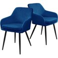 thumbnail image 1 of Cozy Castle Velvet Accent Chairs Set of 2, Upholstered Dining Chairs for Living Room, Dining Room, Bedroom, Mid Century Modern Vanity Chair with Metal Legs and Ergonomic Backrest, Blue, 1 of 7