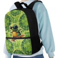 thumbnail image 4 of Uourmeti Cartoon Turtle Design Adjustable Comfort Straps School Backpack, 17 Inch Anti Fade Student Bookbag Roomy Interior Polyester Backpack for Adults, 4 of 6