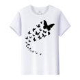 thumbnail image 4 of Womens Tops Women's Butterfly Print Round Neck Short Sleeve T Shirt Top White, 4 of 5
