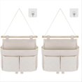 thumbnail image 1 of Pack of 2 Hanging Storage Bags, 3 Compartments with Sticky Hooks, 1 of 5