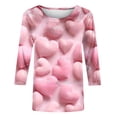 thumbnail image 4 of UAMVSH Valentine Tops for Women Trendy Cute Blouse Tops Crew Neck 3/4 Sleeve Heart Printed Shirts, 4 of 4