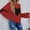 Red, variant on AOOCHASLIY Clearance Sweaters Womens Loose Round Neck Pullover Long Sleeve Sweater