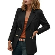 Casual Blazers for Women 2025 Long Sleeve Notch Lapel Collar Business Casual Work Office Jacket with Pockets