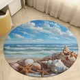 thumbnail image 4 of Beach Seashell Starfish Round Small Area Rug, Print Non Slip Washable Floor Mat, Soft Throw Rug for Living Room, Powder Room Entryway, Bathroom, Bedside, 4 of 6
