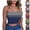 Blue, variant on Summer Tube Tops for Women Ptinted Striped Bulit in Bra Strapless Bandeau Tops Vacation Going Out Yoga Exercise Chest Wrap Tank Blouse