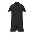 thumbnail image 2 of Camisas de Manga Corta de los Hombres Turn-Down Collar Conjunto de Coincidencia, Conjunto Corto de los Hombres de Poliéster Ligero, 2 of 5