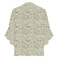 thumbnail image 5 of Youyipin womens tops 3/4 Sleeve Casual Ruffle Floral Henley Notched V Neck T Shirts Loose Fit graphic tees for women, 5 of 5