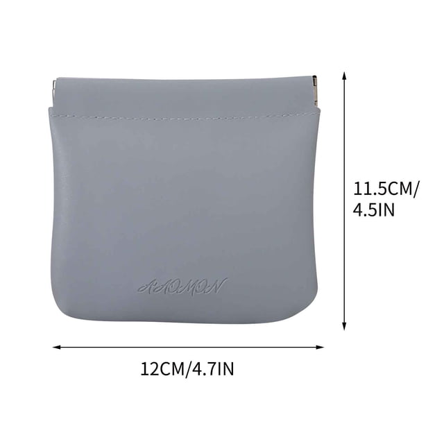 Yhmxh Bolsa de maquillaje de cuero con cierre automático y metralla para mujer, pequeña bolsa de almacenamiento portátil para lápiz labial, mini bolsa para auriculares inalámbricos