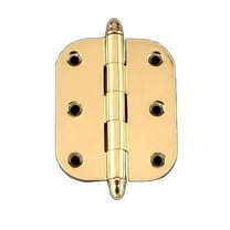 Renovators Supply Brass Cabinet Door Hinge 2.5" Small Kitchen Cabinet Hinge w/Stainless Steel Removable Radius Helmet Tip Pins and Hardware