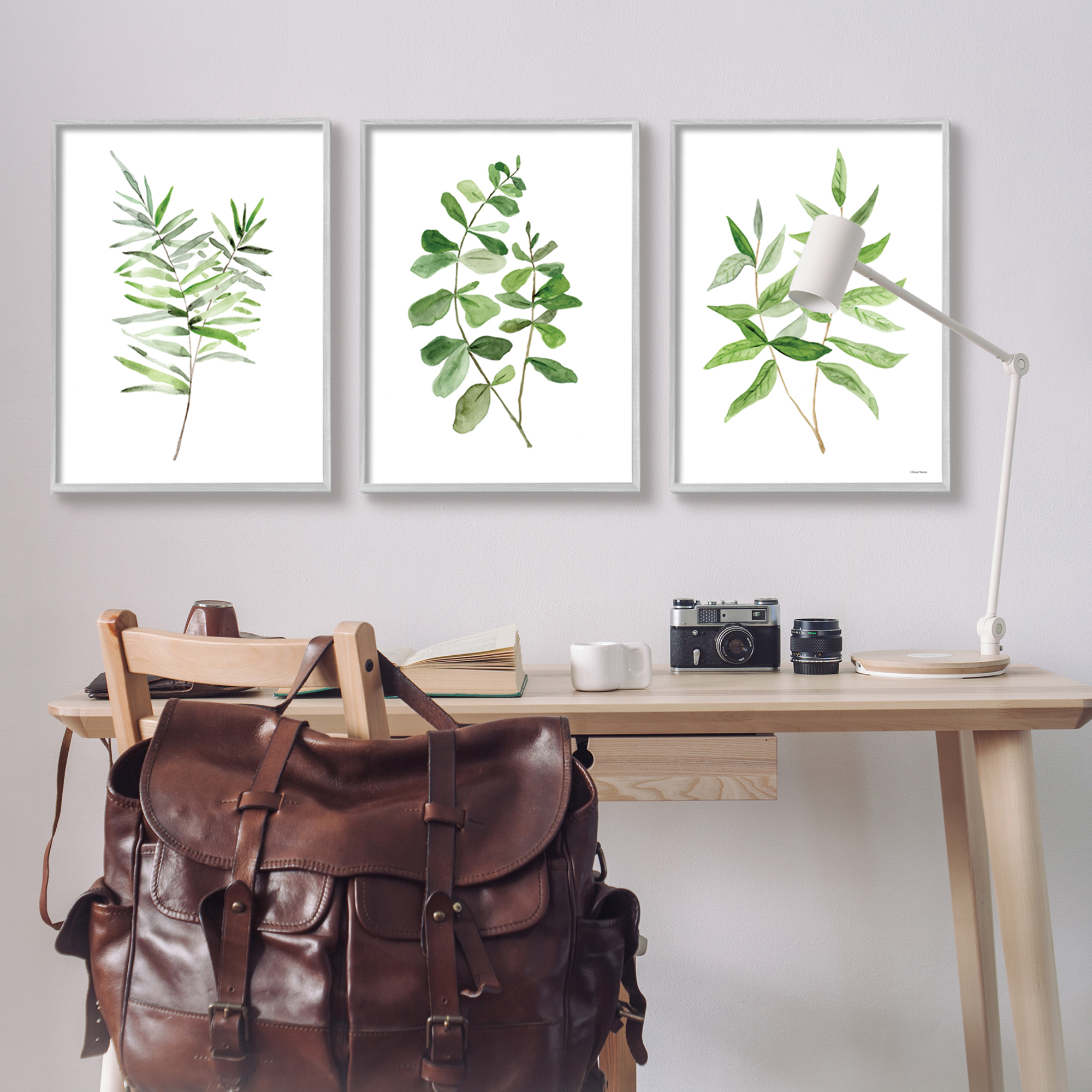 Stupell Kitchen Herb Bunches Botanicals Botanical & Floral Painting Gray Framed Art Print Wall Art, Set of 3