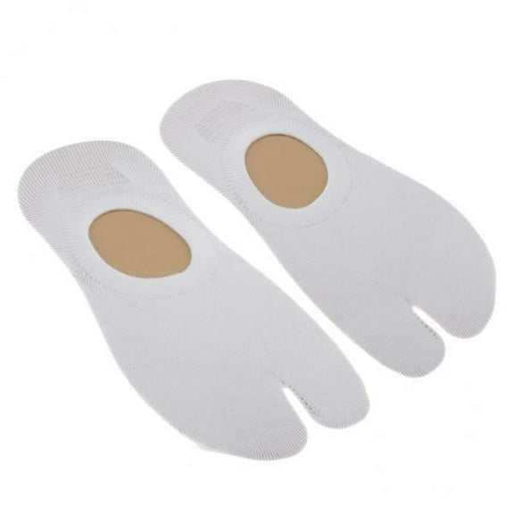 2X Unisex 2 Toe Flop Low Cut Cotton Boat Socks White