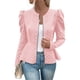 thumbnail image 2 of Chaqueta de Larga con Cuello Redondo para Mujer, Abrigo Informal Elegante A Cuadros con Cremallera para Otoño e Invierno Rosa S, 2 of 10