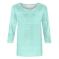 thumbnail image 4 of Zysthvn Casual Womens Tops Summer 3/4 Sleeve Womens Shirts Loose Fit Breathable Crew Neck Solid, 4 of 6