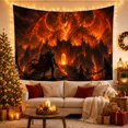 thumbnail image 3 of Armored Warrior on a Bridge Beneath a Blazing Dragon, Adventurous Fantasy for Dragon Fans, Warrior Castle Art, Graduation Gift, Tapestry Wall Hanging for Gaming Room and Den, 3 of 7