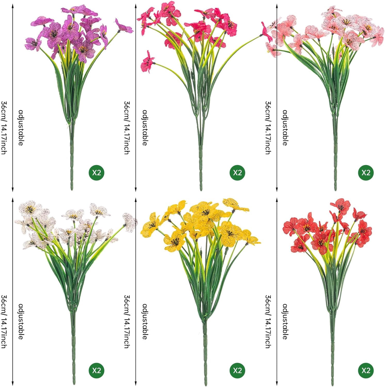 Artificial Flowers Outdoor No Fade UV Resistant Fake Plastic Flowers Faux Plants for Garden Patio Porch Window Box Home Wedding Farmhouse Hanging Décor