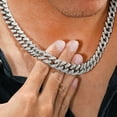 thumbnail image 5 of JeenMata 13 mm Heavy Iced out Prong Curb Chain Necklace - Chunky Jewelry - Men's Jewelry, 5 of 6