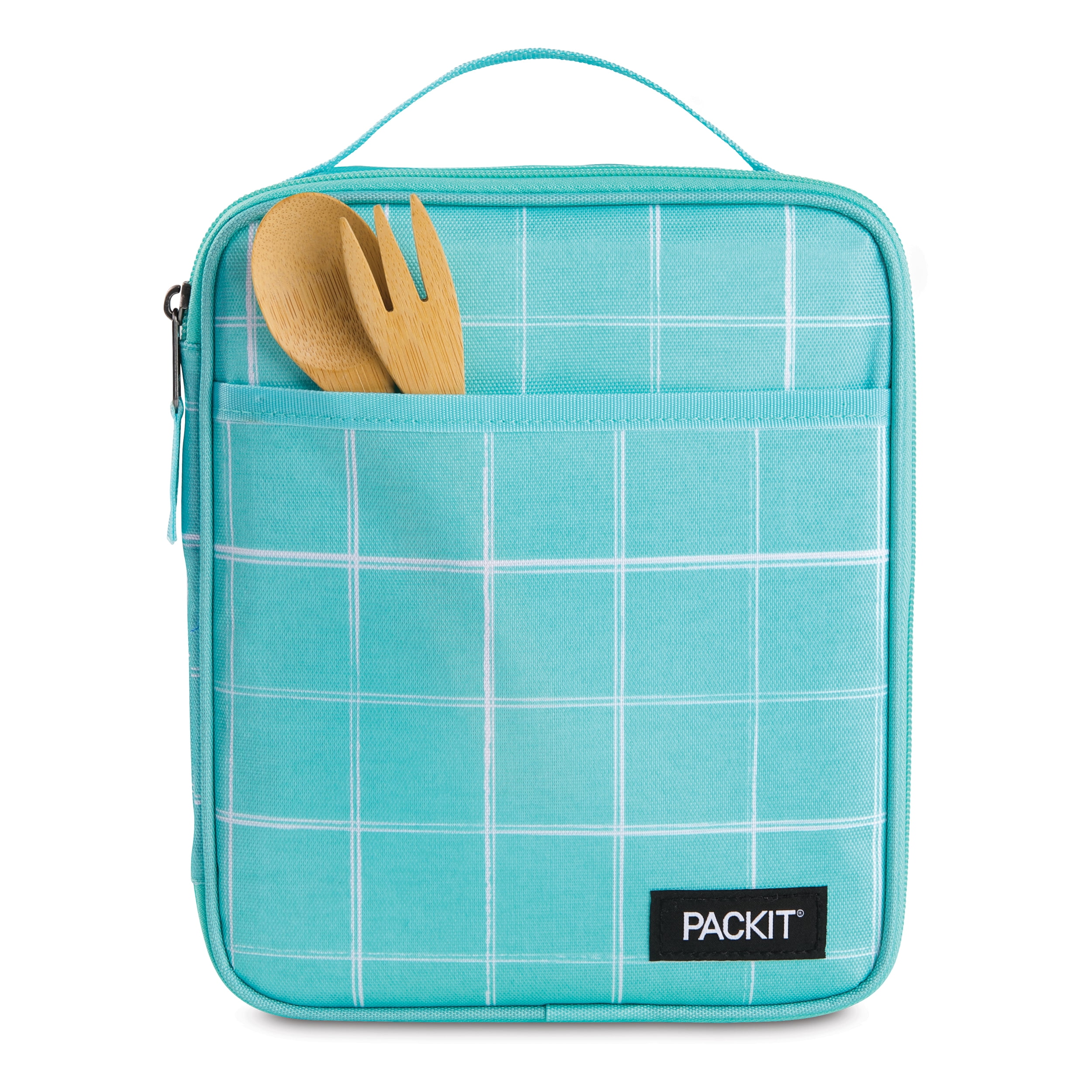 PackIt Freezable, Reusable Upright Lunch Box, Mint Grid