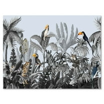 Designart ' Birds and Peonies With Chinoiserie VIII ' Farmhouse Canvas Wall Art Print