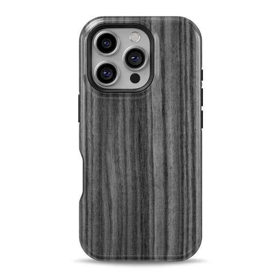 DesignSkinz Scratch-Resistant Hard Slim Case Compatible with iPhone 16 (Compatible with MagSafe) - Dark Ebony Woodgrain