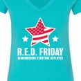 thumbnail image 4 of Inktastic Red Friday Remembering Everyone Deployed with Red American Flag Women's V-Neck T-Shirt, 4 of 5