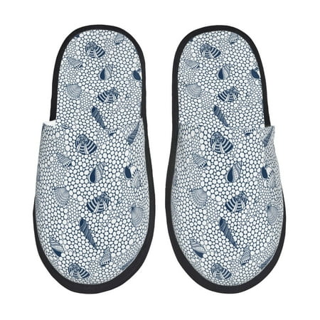 Balery Shells And Sand Slient Indoor Furry Fleece Comfort House Shoes Soft Non-Slip Home Shoes Cotton slippers House Slippers-- Medium
