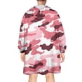 thumbnail image 2 of Pink Brown Camo Classic Shapes Pattern Wearable Oversized Blanket,Wearable Blanket Hoodie for Adults,Cozy Hooded Blankets with Super Pockets,Super Warm Fuzzy Pullover for Women & Men, 2 of 6