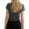 thumbnail image 3 of Listenwind Women Goth Print T Shirt Short Sleeve O Neck Crop Top Casual Vintage Summer Pullovers Streetwear, 3 of 7