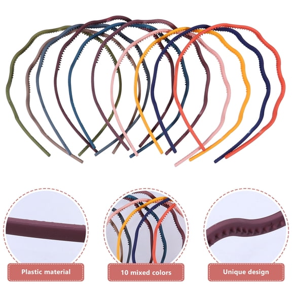 Minkissy 10PCS Wide Plastic Hairbands for Women's Hair Stays in Place Daily Use