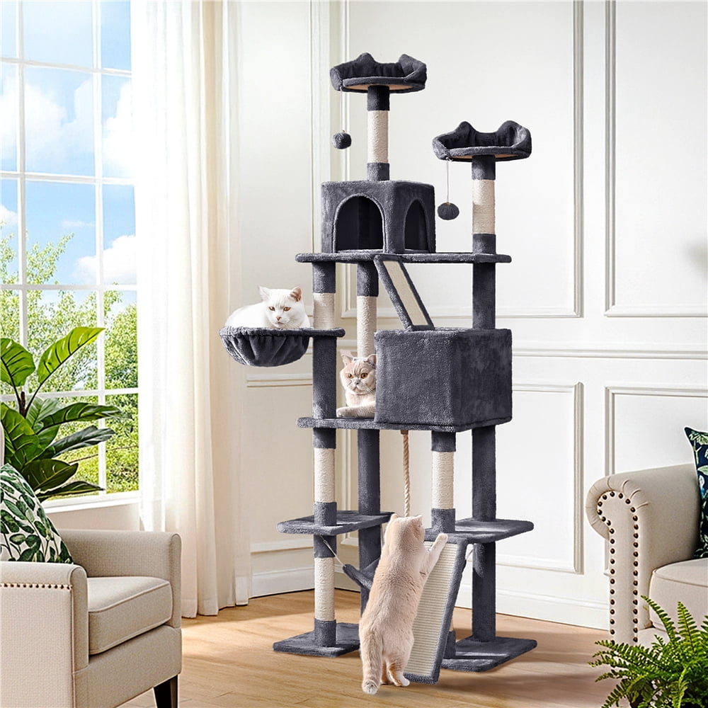 Yaheetech 82.5'' H Large Cat Tree Cat Tower with Condos, Dark Gray