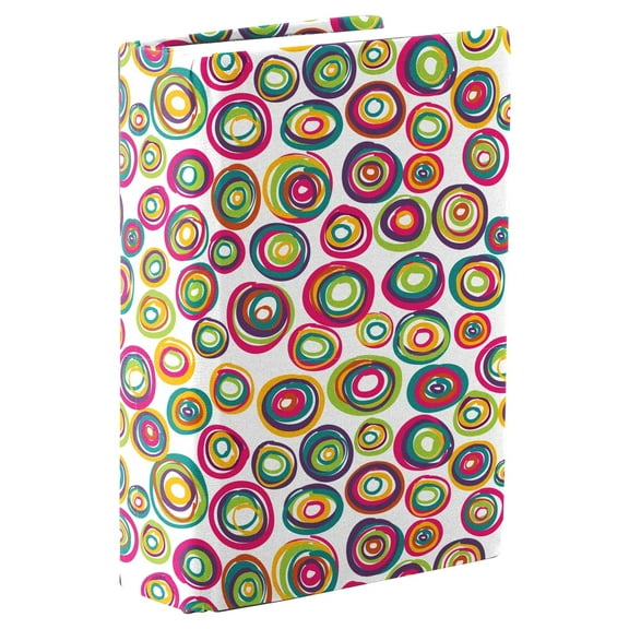 Stretchable Book Cover 1-Count Rounds Pattern Stretchable Fabric Book Cover Fits Standard Size Books 8" x 10" in.