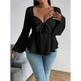 thumbnail image 4 of Women'S Plus Size Tops Ruffle T Shirts Sweetheart Neck Bell Long Sleeve Top Black XXL, 4 of 8