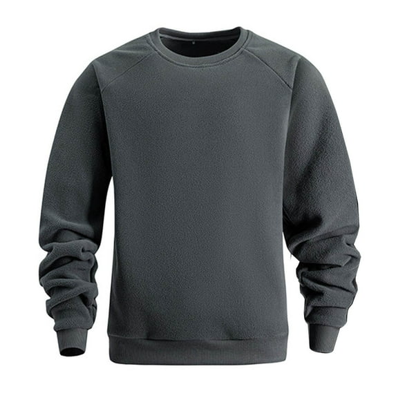 FAWUUDO Unisex Mens T Shirts Casual Loose Fit Long Sleeve Crewneck Sweatshirts Solid Color Trendy Basic Pullover Outdoor Clothing Gray
