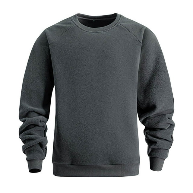 Chandail Décontracté pour Homme en Velours Double Face, Coupe Ample, Col Rond, Uni, Manches Longues, Haut à Enfiler