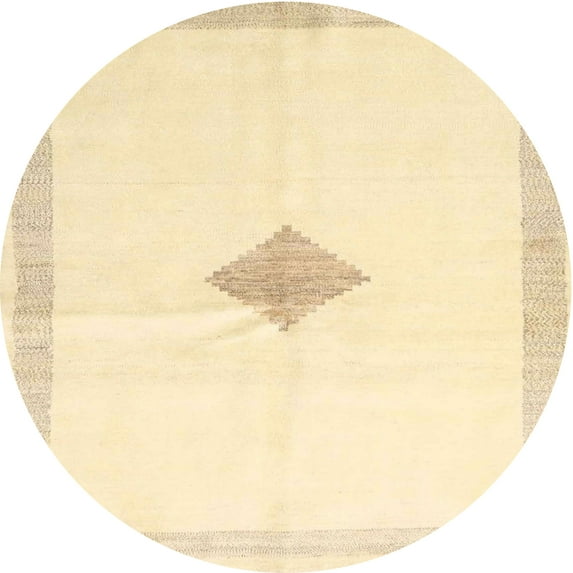 Ahgly Company Machine Washable Indoor Round Contemporary Khaki Gold Area Rugs, 6' Round