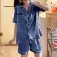 thumbnail image 2 of Bovxnpu Women's Pajamas Set 2 Piece Loungewear Set Summer Pajama Short Sleeve Shorts 2 Piece Collared Loungewear Set Sleepwear, 2 of 6