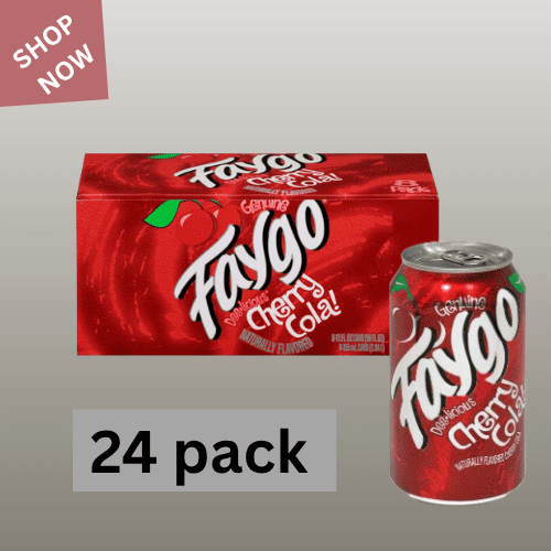 Faygo Cherry Cola Soda, 12 fl oz Cans, 24 Pack – Refreshing Cherry-Flavored Cola, Caffeine-Free
