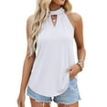 thumbnail image 4 of Njoeus Women Summer Tie Halter Tank Tops Casual Sleeveless Tunic Top Loose Blouses Shirts S-XXL, 4 of 5