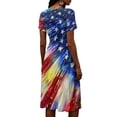 thumbnail image 5 of Usa 250th Anniversary Dresses for Women Red White and Blue Print Deep V Neck Dress A Line Sleeveless Summer Party Swing Dress, 5 of 5