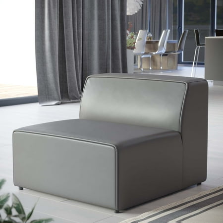 Modway Mingle Modern Faux Leather Armless Chair in Gray Finish