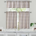 thumbnail image 6 of Shininglove Taupe Plaid Kitchen Curtains, Gingham Waterproof Window Treatment Set of 2, 28"x36", 6 of 6