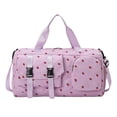 thumbnail image 2 of Corduroy Strawberry Travel Duffel Bag for Women Girls Large Weekender Bag with Shoe Compartment Wet Pocket Foldable Overnight Dance Gym Sports Bag (Purple), 2 of 8
