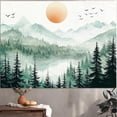 thumbnail image 3 of Misty Forest Mountain Tapestry Sage Green Nature Pine Tree Wall Tapestry for Bedroom Aesthetic Watercolor Woods Lake Small Tapestries Wall Hanging for Living Room Dorm Decor 80 x 60 Inch, 3 of 7
