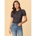 thumbnail image 2 of INSPIRE CHIC Women's Puff Sleeves Turndown Collar Button Down Floral Blouse, 2 of 6