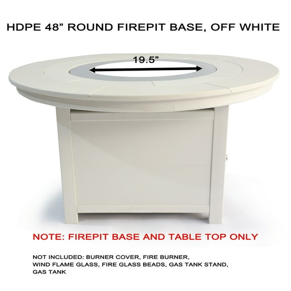25"(H)x 48" (W) Round Poly Fire Pit- Top and Base Only, White(Discontinued)