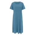 thumbnail image 1 of Vestido informal de mujer, de manga corta, cuello redondo, holgado y con bolsillos, en color liso., 1 of 5