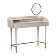 thumbnail image 1 of Pemberly Row Transitional Vegan Leather & Wood Vanity Desk in Taupe, 1 of 10